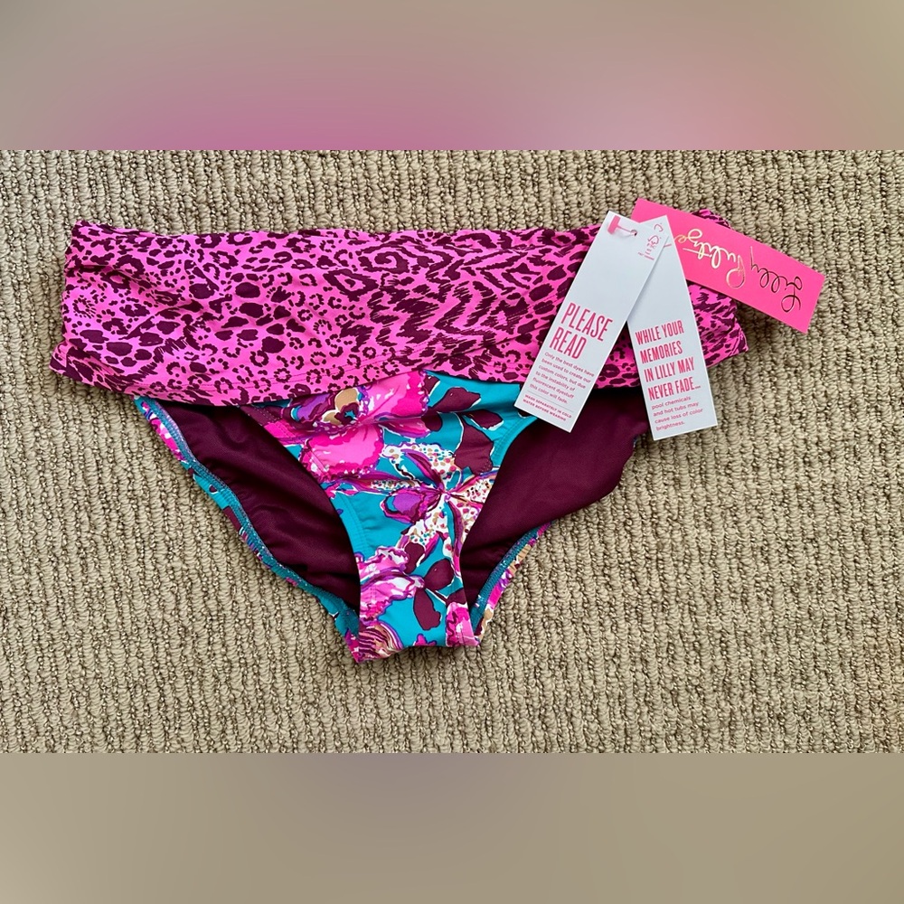 NWT Lilly Pulitzer Lagoon Sarong Hipster Bikini Bott. Sz6 Blue Rhapsody Orchid